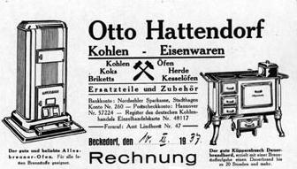 Über uns - Otto Hattendorf GmbH- Alte Rechnung Eisenwagen